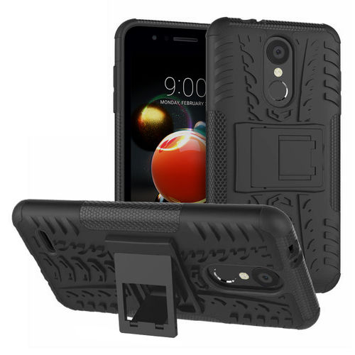 Dual Layer Rugged Tough Case & Stand for LG K9 - Black